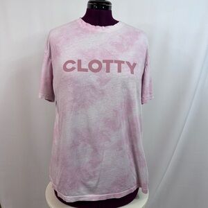 Clotty Pink Tie Dye Graphic Tee One Size Free Oversized Cotton Shirt